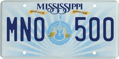 MS license plate MNO500