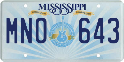 MS license plate MNO643
