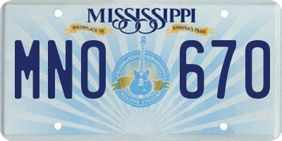 MS license plate MNO670