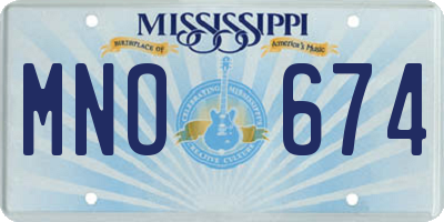 MS license plate MNO674