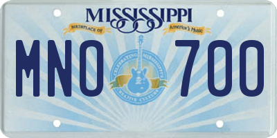 MS license plate MNO700