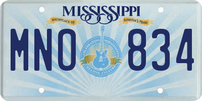 MS license plate MNO834