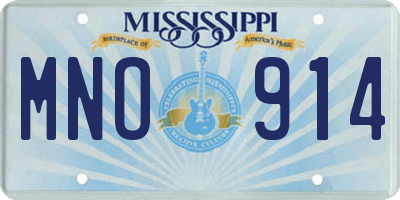 MS license plate MNO914