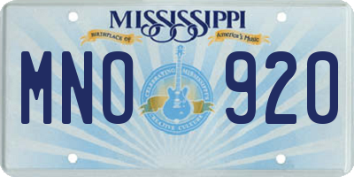 MS license plate MNO920