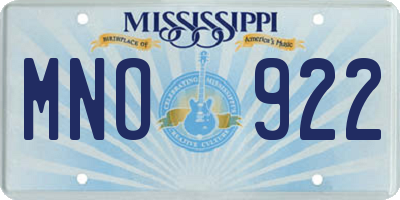 MS license plate MNO922