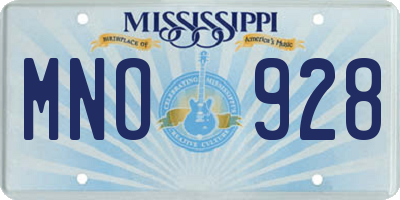 MS license plate MNO928