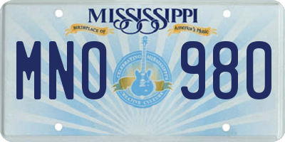 MS license plate MNO980