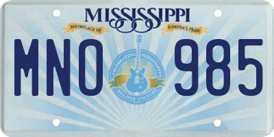 MS license plate MNO985