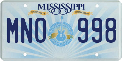 MS license plate MNO998