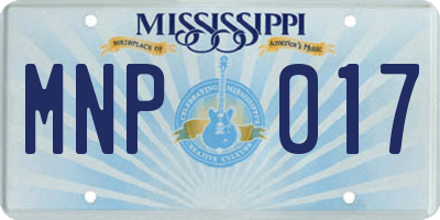 MS license plate MNP017
