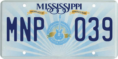 MS license plate MNP039