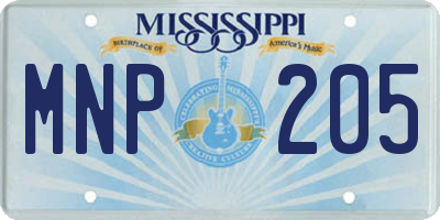 MS license plate MNP205