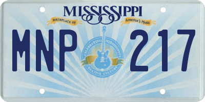 MS license plate MNP217
