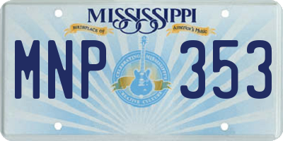 MS license plate MNP353