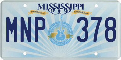 MS license plate MNP378