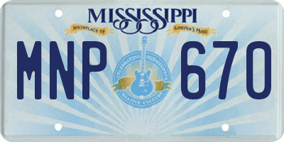 MS license plate MNP670