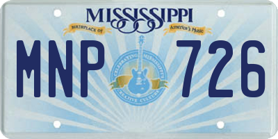 MS license plate MNP726