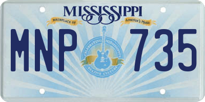 MS license plate MNP735