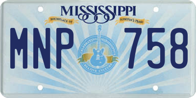 MS license plate MNP758