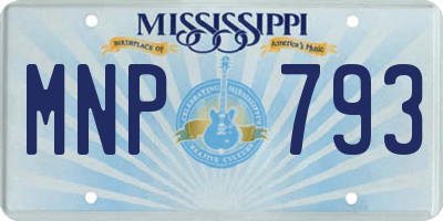 MS license plate MNP793
