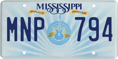 MS license plate MNP794