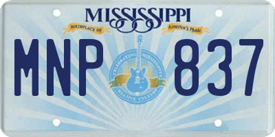 MS license plate MNP837