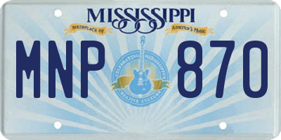 MS license plate MNP870
