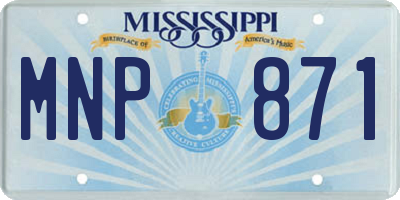 MS license plate MNP871