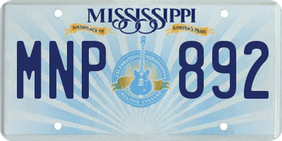 MS license plate MNP892