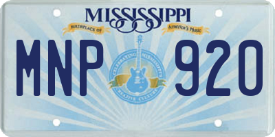 MS license plate MNP920
