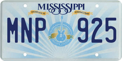 MS license plate MNP925