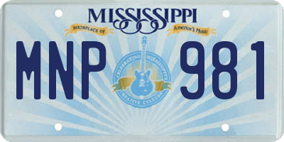 MS license plate MNP981