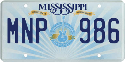MS license plate MNP986