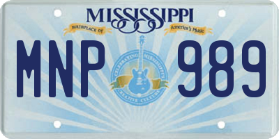 MS license plate MNP989