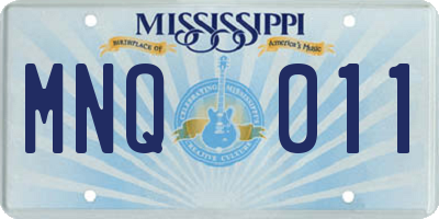 MS license plate MNQ011