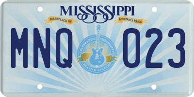 MS license plate MNQ023