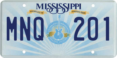 MS license plate MNQ201