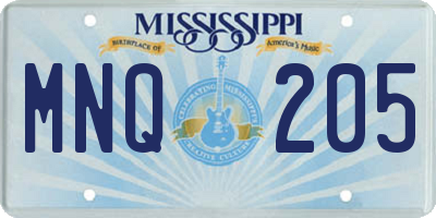 MS license plate MNQ205