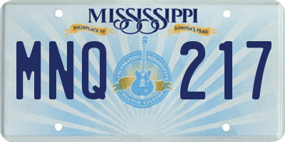 MS license plate MNQ217