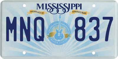 MS license plate MNQ837