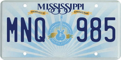 MS license plate MNQ985
