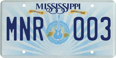 MS license plate MNR003