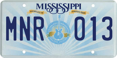 MS license plate MNR013