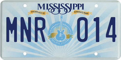 MS license plate MNR014
