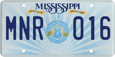 MS license plate MNR016