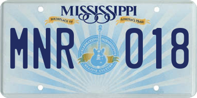 MS license plate MNR018