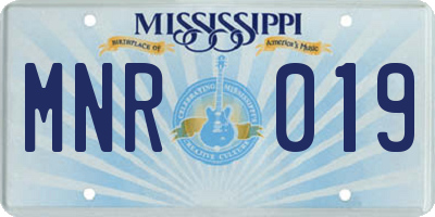 MS license plate MNR019