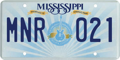 MS license plate MNR021
