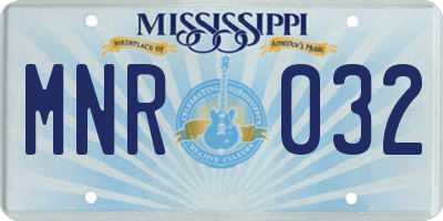 MS license plate MNR032