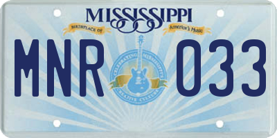 MS license plate MNR033